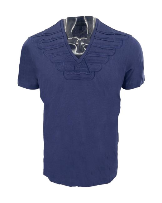 Emporio Armani Blue V-Neck Short-Sleeved T-Shirt for men