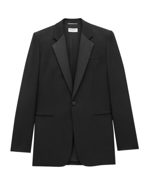 Saint Laurent Black Classic Long-Sleeve Tuxedo Blazer for men