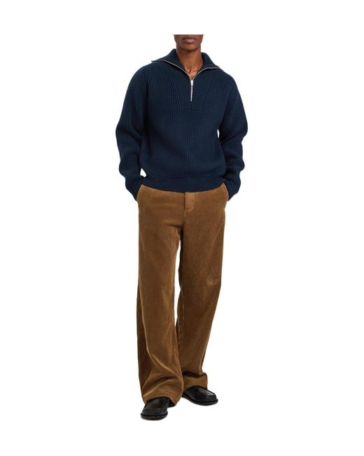 Jil Sander Blue High-Neck Ribbed-Wool Jumper for men