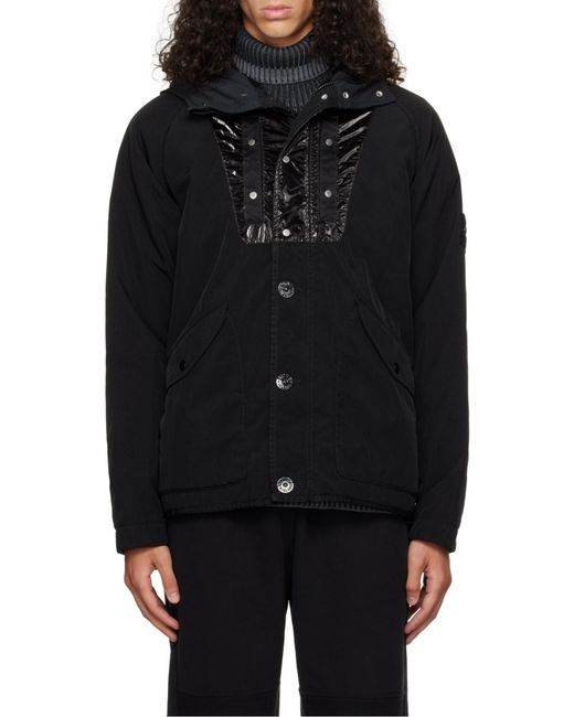 Stone Island Black Anti-Drop Hooded Panama Jacket for men
