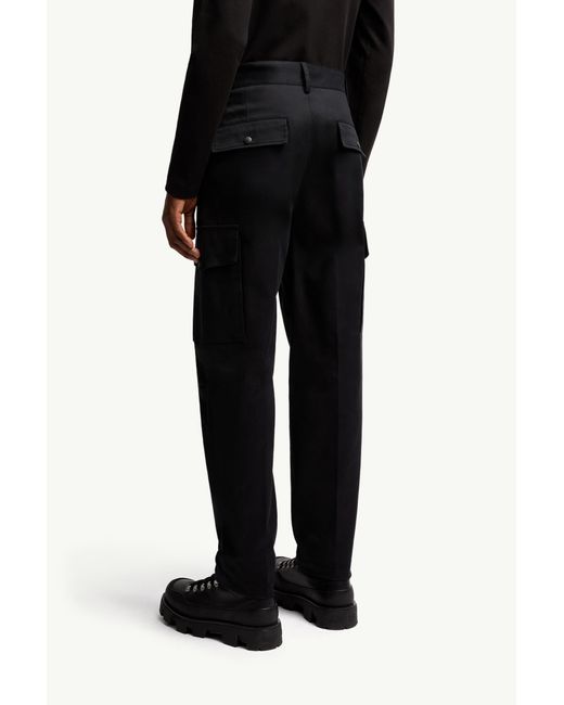 Moncler Black Gabardine Cargo Trousers for men