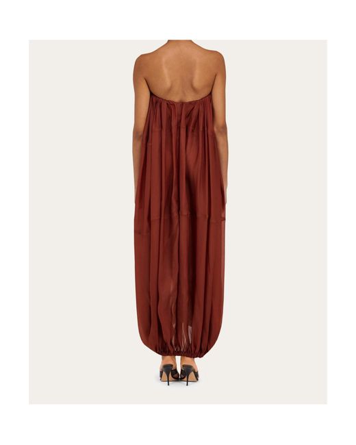 Ferragamo Red Voluminous Bustier Dress