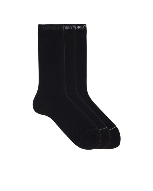 Emporio Armani Black Minimalist Mid-Calf Socks for men