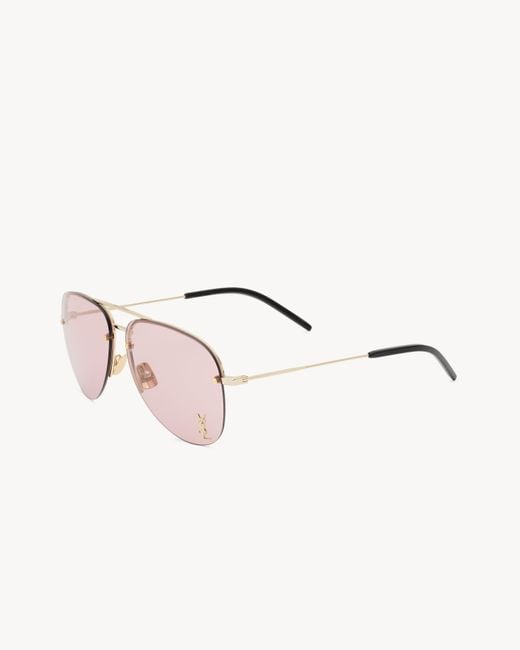 Saint Laurent Pink Frameless Aviator Sunglasses