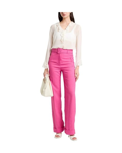 Max Mara White Solid Color Silk Tops