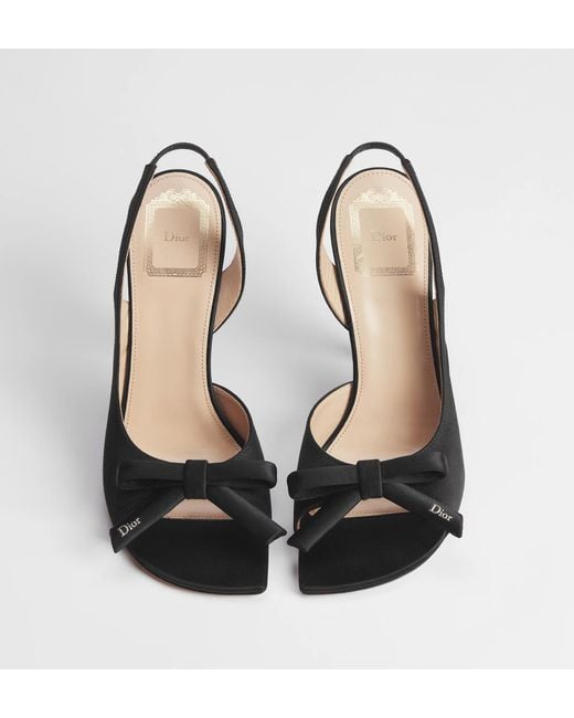 Dior Black Bow Heeled Slingback Sandal