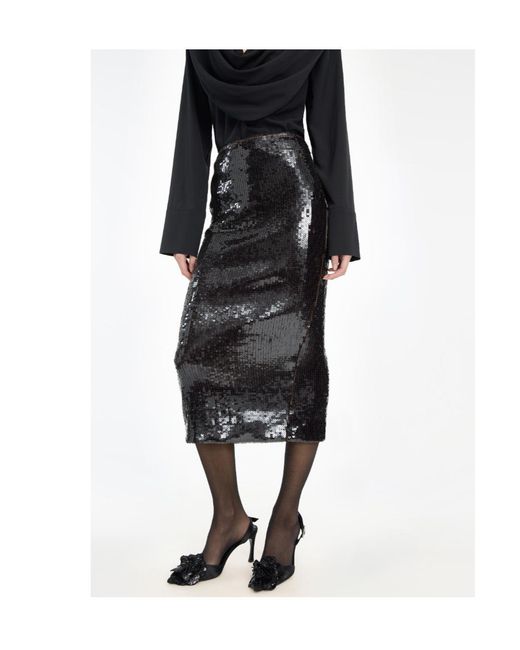 ROTATE BIRGER CHRISTENSEN Black Sequins Pencil Skirt