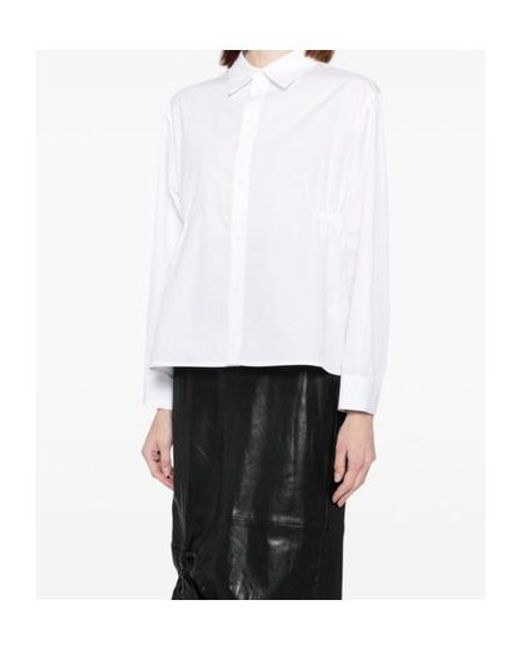 Yohji Yamamoto White Waist-Gathered Shirt