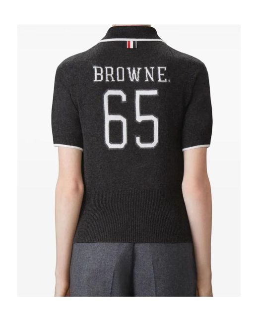 Thom Browne Black Intarsia-Number Polo Shirt