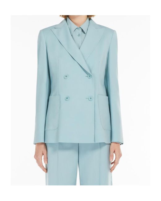 Weekend by Maxmara Blue Nervoso Double-Breasted Tailored Blazer