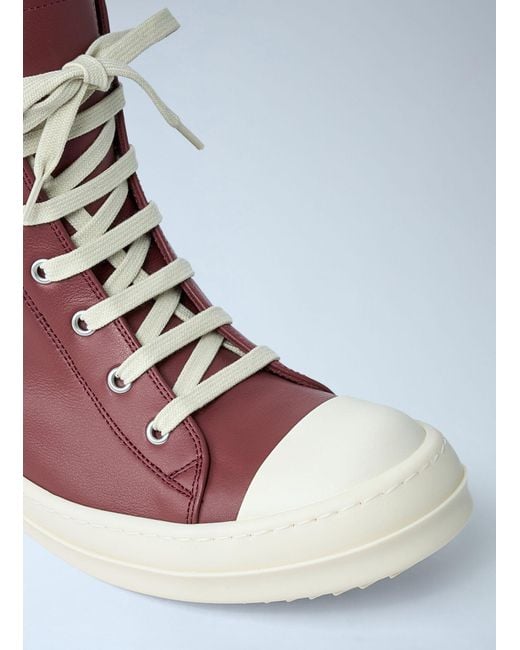 Rick Owens Brown Lace-Up High-Top Leather Sneakers