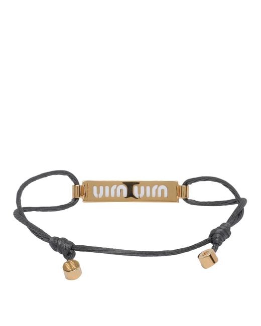 Miu Miu White Bijoux Logo Cord Bracelet