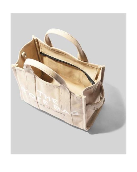 Marc Jacobs Natural Logo Printed Zip-Up Small Tote Bag