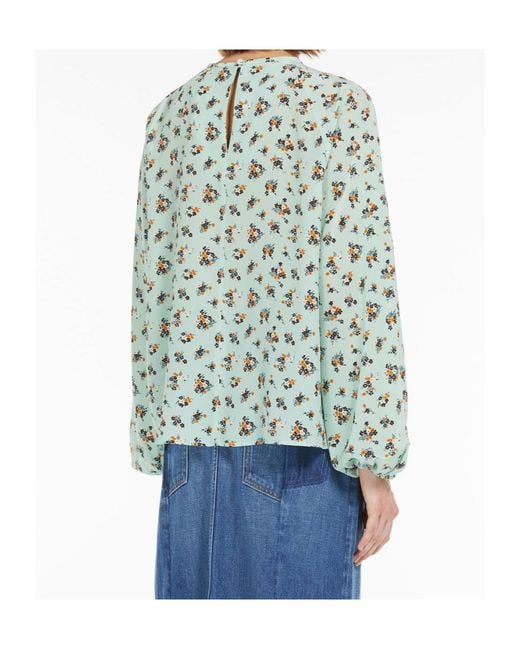 Weekend by Maxmara Green Silk Crêpe De Chine Blouse