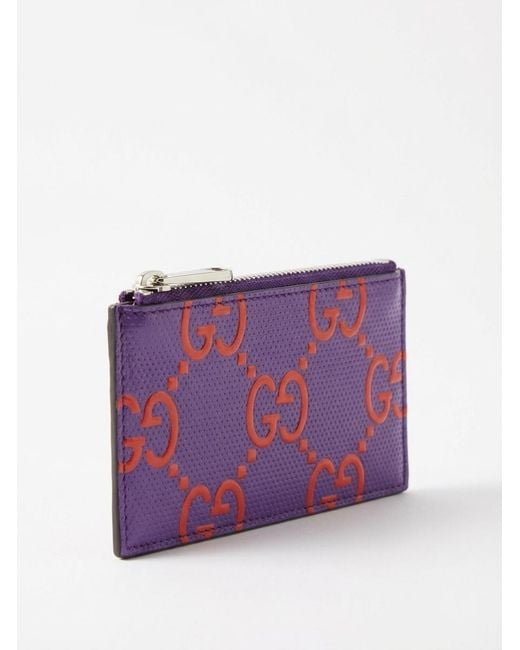 Gucci Purple Gg-Embossed Zipped Cardholder