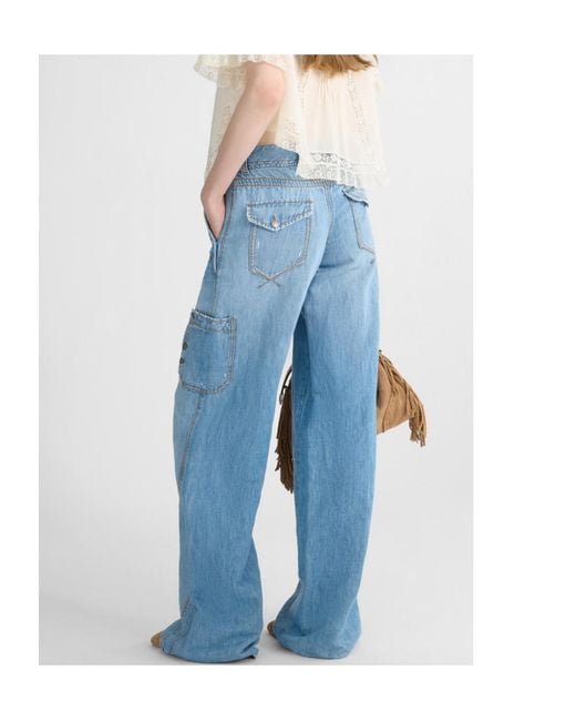 Ermanno Scervino Blue Cargo Wide-Leg Jeans