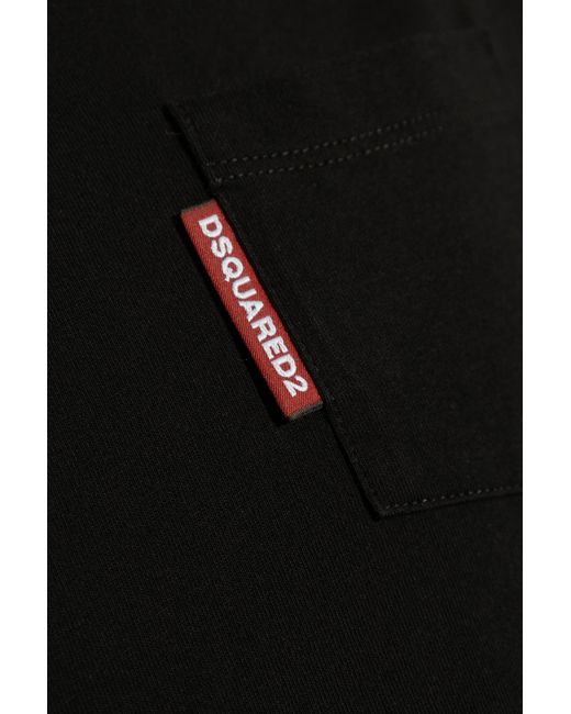 DSquared² Black Chest Pocket Crewneck T-Shirt