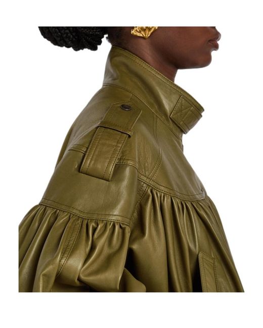 Chloé Green Cropped Leather Jacket