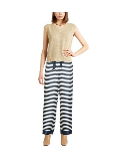 Max Mara Blue Striped Wide-Leg Pants