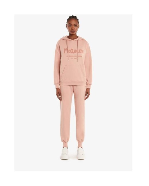 McQueen Pink Logo Printed Jersey Joggers