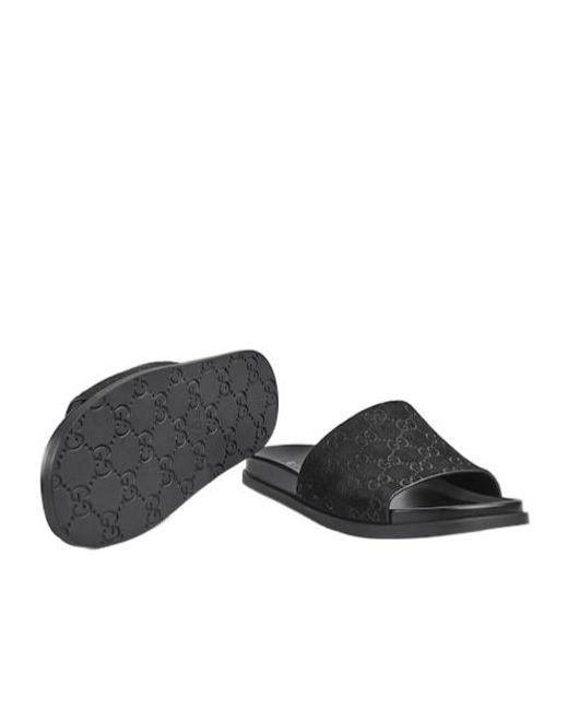 Gucci Black Logo Detailed Slide Sandals for men
