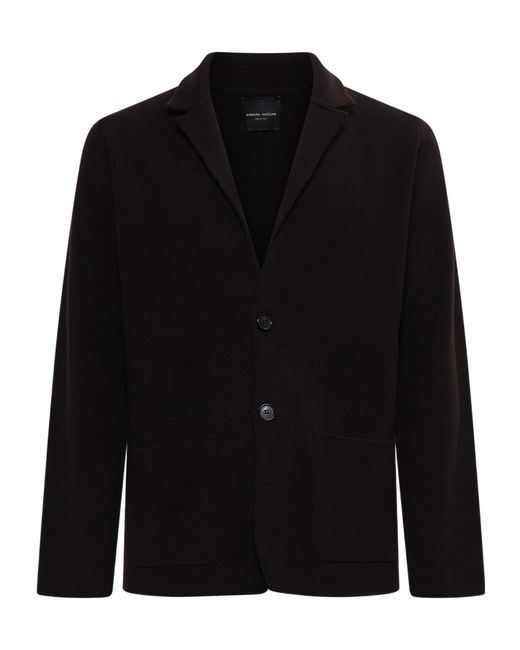 Roberto Collina Black Long Sleeved Knitted Blazer for men