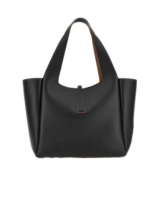 Hogan Black Trend Logo Plaque Tote Bag
