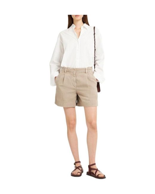 Brunello Cucinelli Natural Cotton Blend Bermuda Shorts