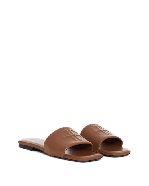 Anine Bing Brown Leather Slides