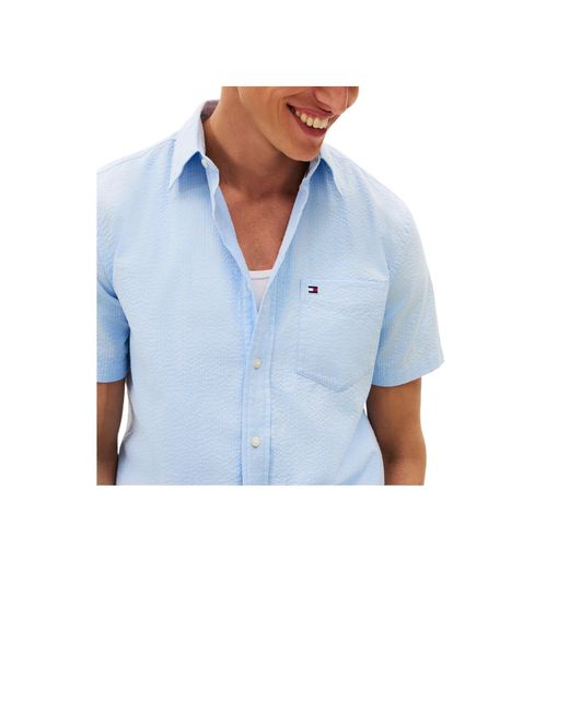 Tommy Hilfiger Blue Lightweight Breathable Shortsleeve Shirt for men