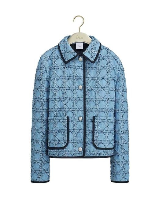 Dior Blue Iviera Cannage Cropped Jacket