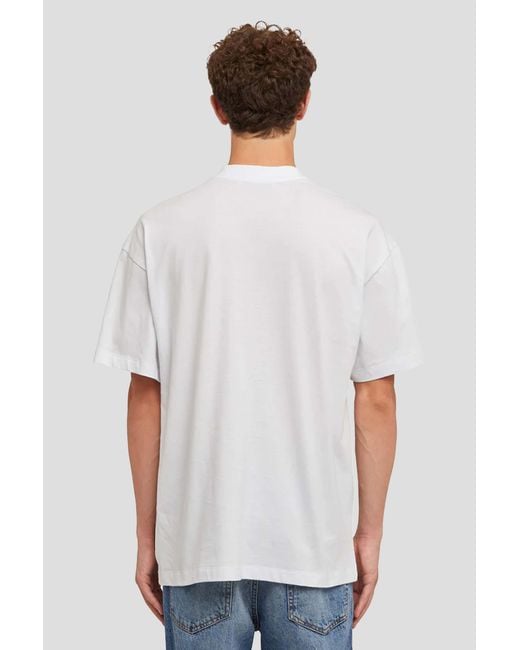 MSGM Gray Graphic-Printed Crewneck T-Shirt for men