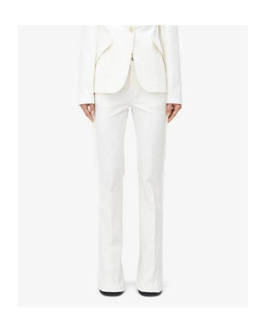 McQueen White Raw Finish Flared Jeans