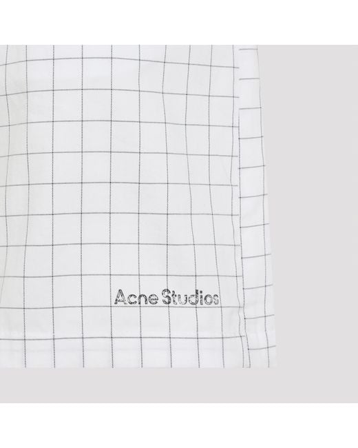 Acne White Grid Shorts for men