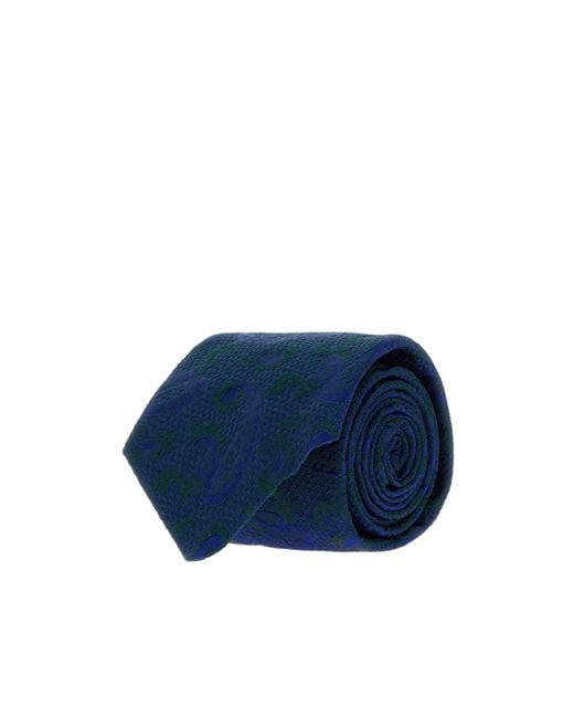 Brioni Blue Embroidered Tie for men