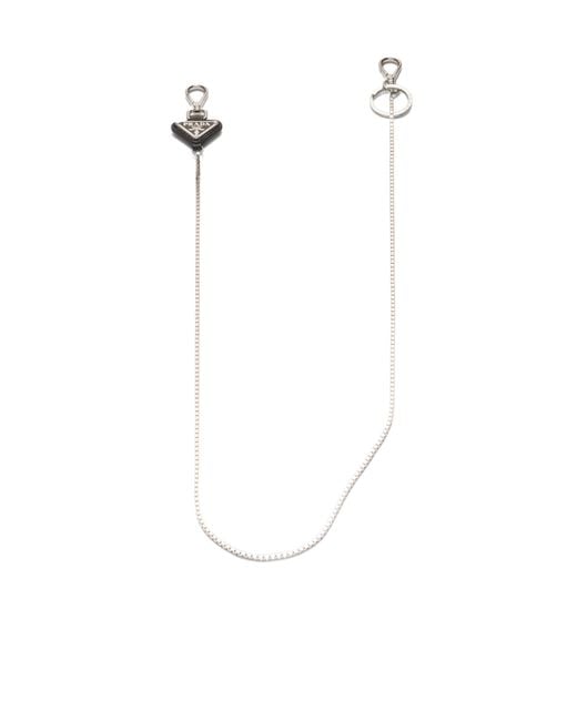 Prada White Metal Key Ring for men