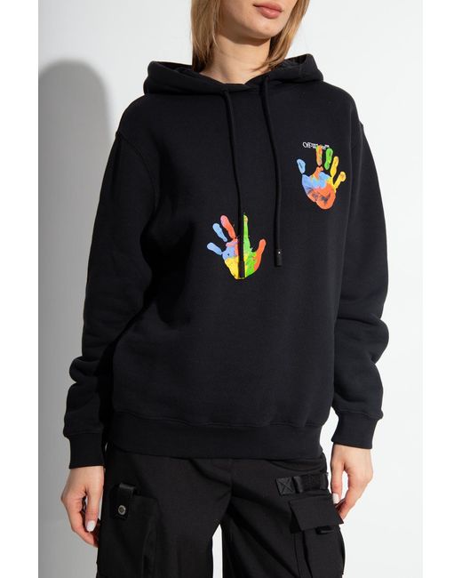 Off-White c/o Virgil Abloh Blue Graphic-Print Logo-Embroidered Hoodie