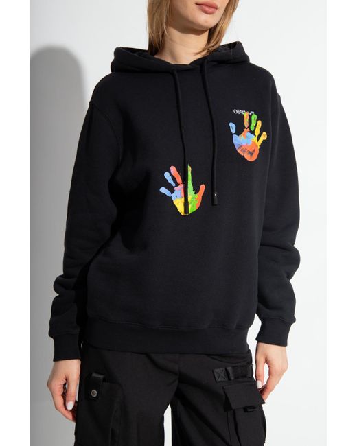 Off-White c/o Virgil Abloh Blue Graphic-Print Logo-Embroidered Hoodie