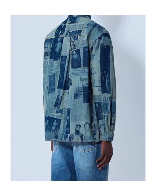 Jean Paul Gaultier Blue Printed Poplin Shirt for men