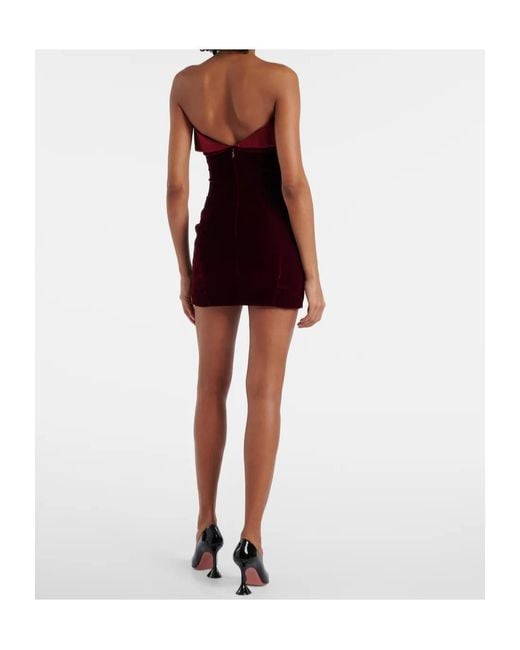 Mugler Red Velvet Trim Mini Dress