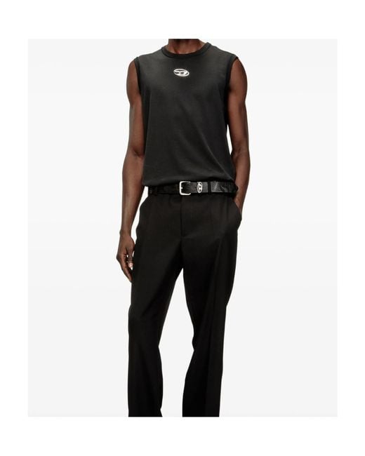 DIESEL Black T-Bisco-Iod Metallic Oval D Tank Top for men
