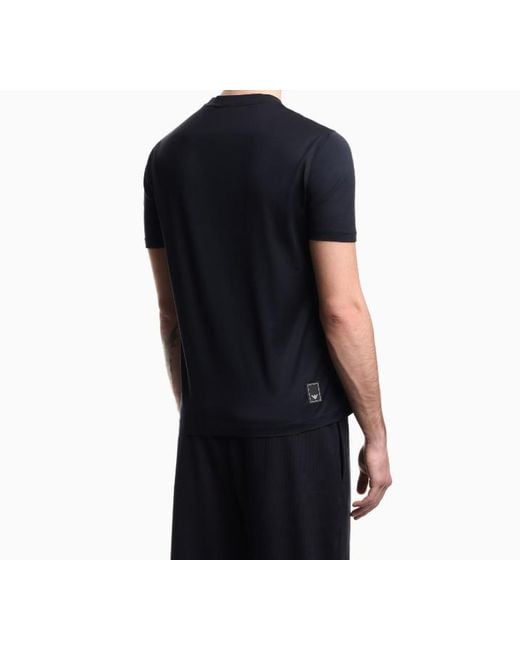 Emporio Armani Blue Logo-Detailed Crewneck T-Shirt for men