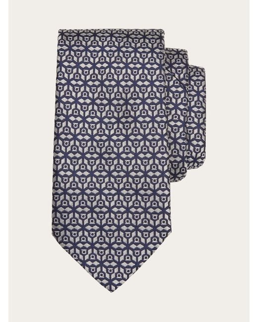 Ferragamo Blue Monogrammed Tie for men