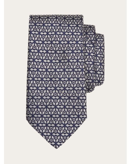 Ferragamo Blue Monogrammed Tie for men