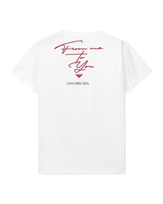 Emporio Armani White Mercerized Jersey T-Shirt Valentine's Day Capsule