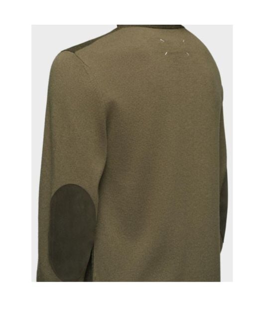 Maison Margiela Green Two-Tone Knitted Jumper for men