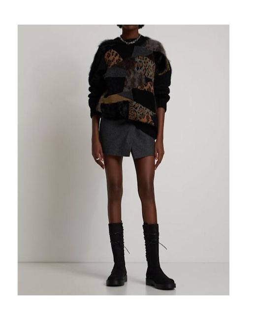 Junya Watanabe Black Wool Patchwork Oversized Knit Sweater