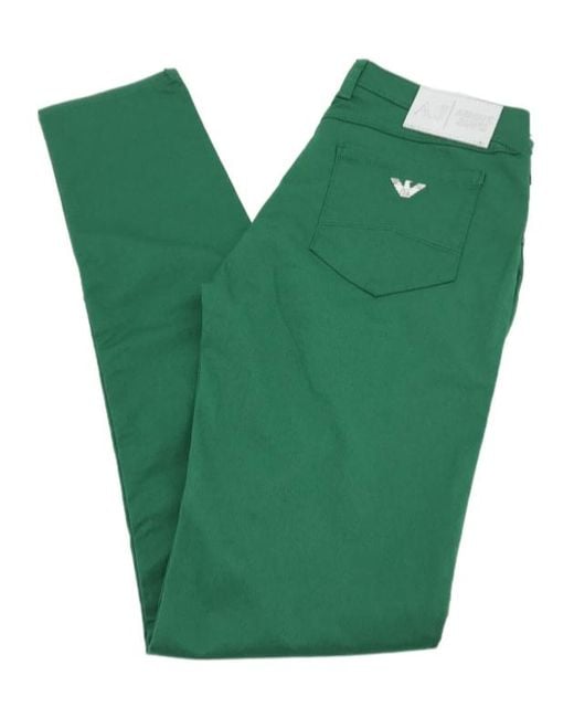 Armani Jeans Green Logo Zipper Jeans Pants