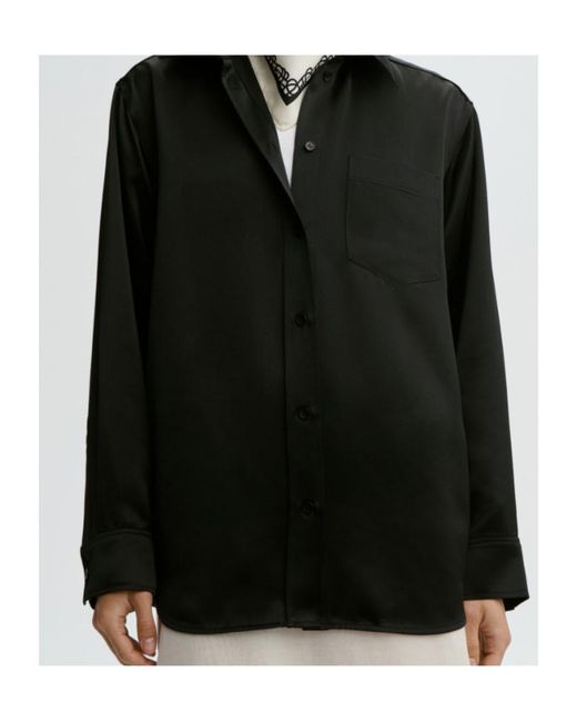 By Malene Birger Blue Satin Patch-Pocket Shirt