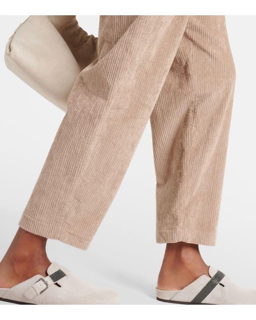 Brunello Cucinelli Natural Pleated Straight Pants